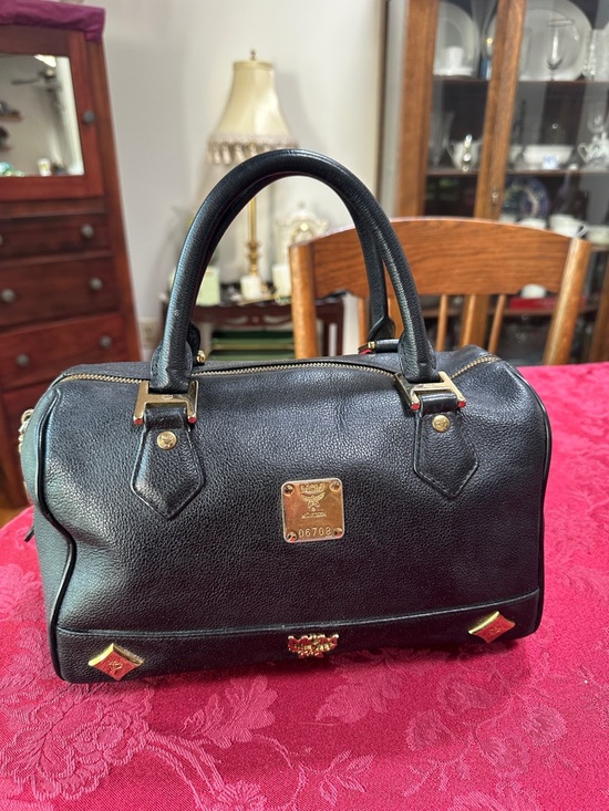 MCM Handbags - MCM Black Pebbled Leather Satchel